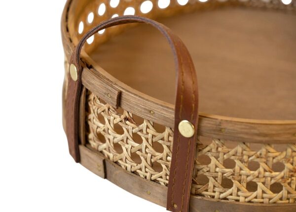 MOUD Home wicker bakke i rattan med læderhanke