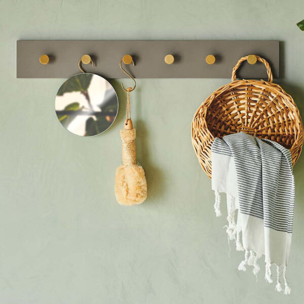 MOUD Home COLOR knagerække 70 cm, med 6 messing knager