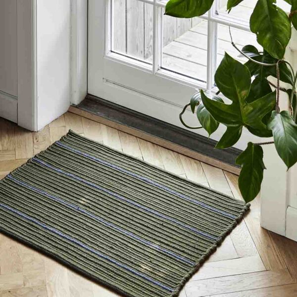 MOUD Home stripe dørmåtte oliven og blå