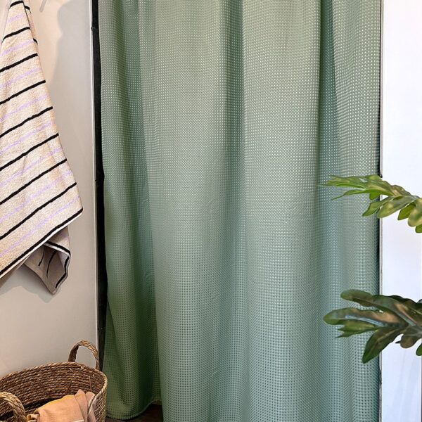 MOUD Home waffle badeforhæng army grøn i 180x200 og 180x220 cm