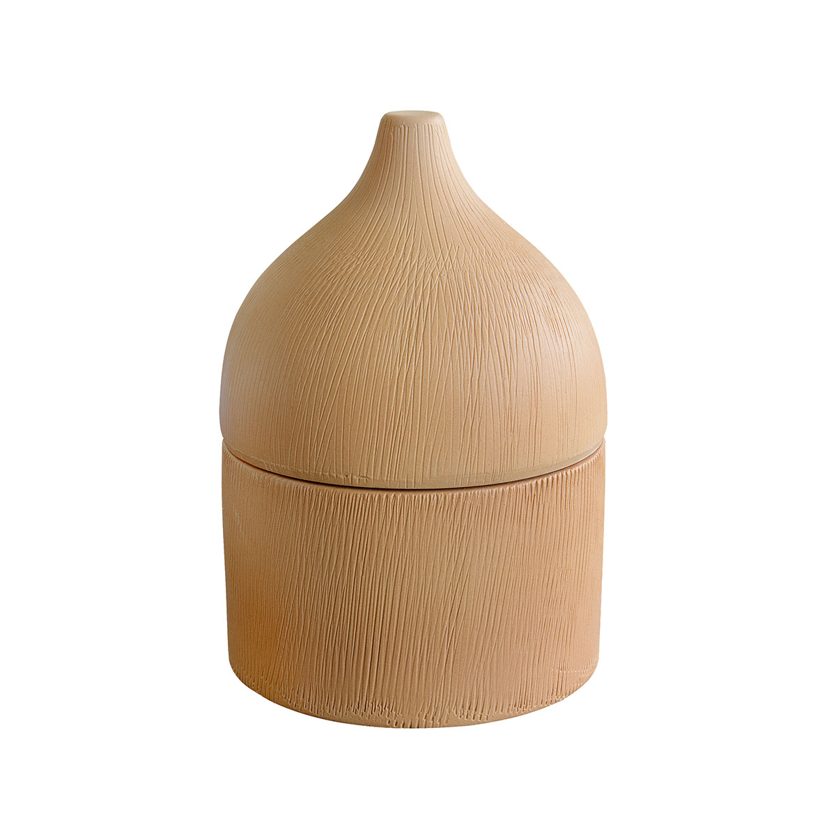 Billede af Rustic keramik krukke med låg - 14,5 cm