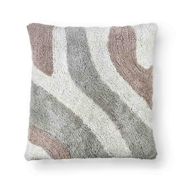 MOUD Home Flow pudebetræk 50x50 cm i beige, grå og brun. Tuftet pudebetræk.