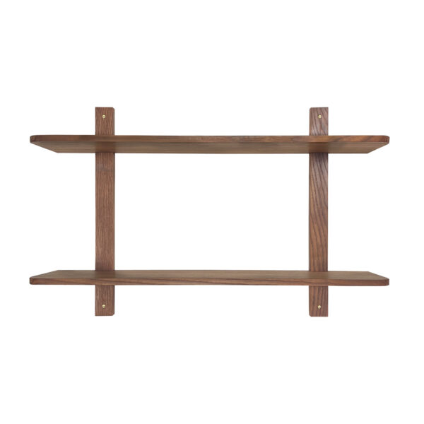 MOUD Home Nord hylde i massiv termo ask med messing skruer. 80 cm. 2 hylder.