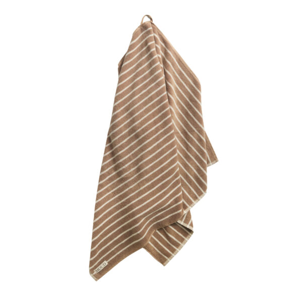 Moud Home Lino stribet håndklæde clay brown 70x140 cm