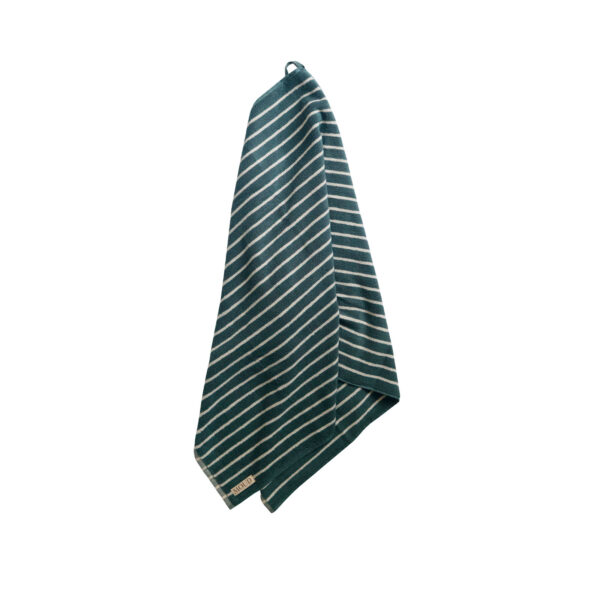 MOUD Home Lino stribet håndklæde moss green 70x140 cm